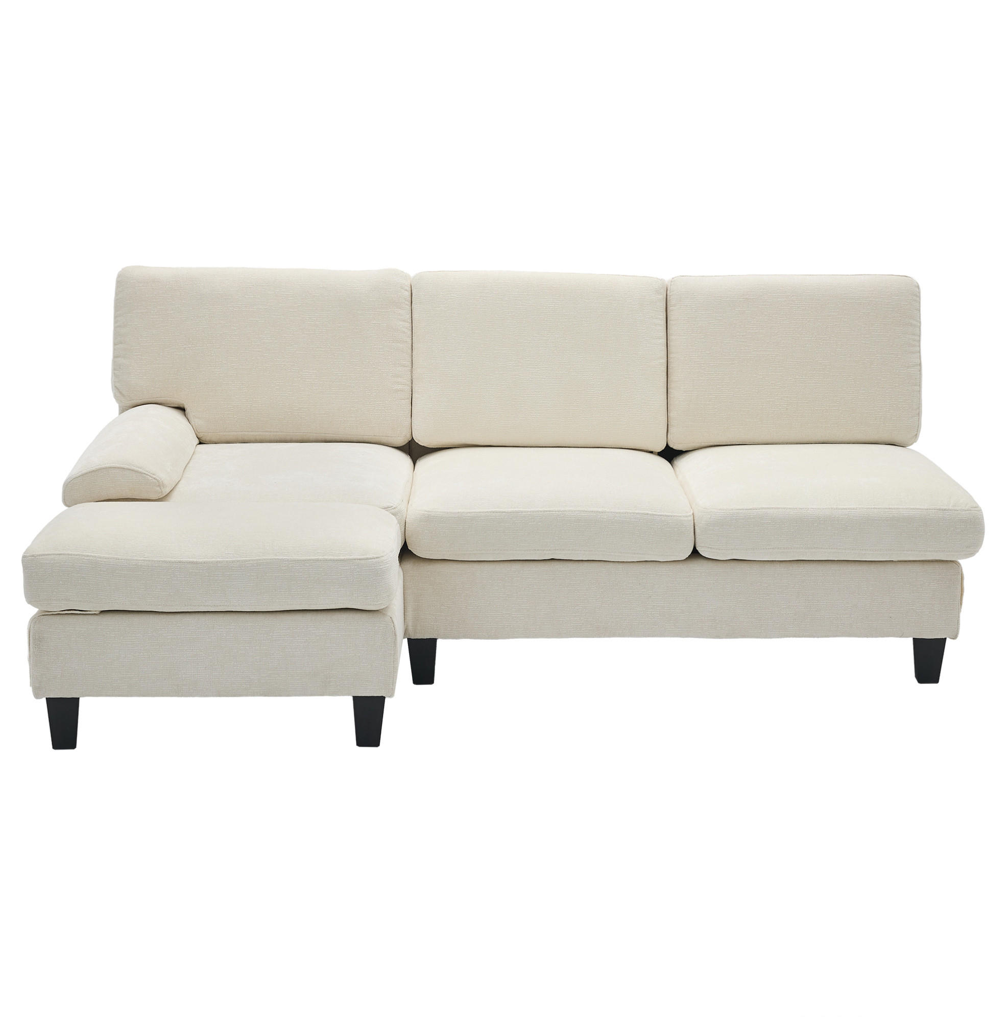 ECKSOFA aus Stoff 194x118x81 cm in Beige mit Schlaffunktion - Beige, Textil (118/81/194cm) - Modfu