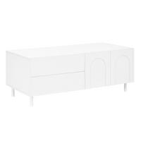COUCHTISCH DE-37083 mit 2 Schubladen und 2 Bogen-Türen Weiß - Weiß, Holzwerkstoff (100/50/39.5cm) - ComfortXL