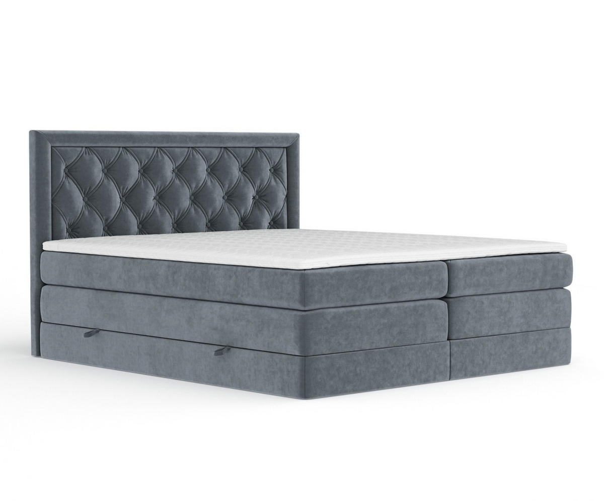 BOXSPRINGBETT Aurelia Grau 160/200 cm - Schwarz/Grau, Holz/Holzwerkstoff (160/200cm) - Maison de Reve