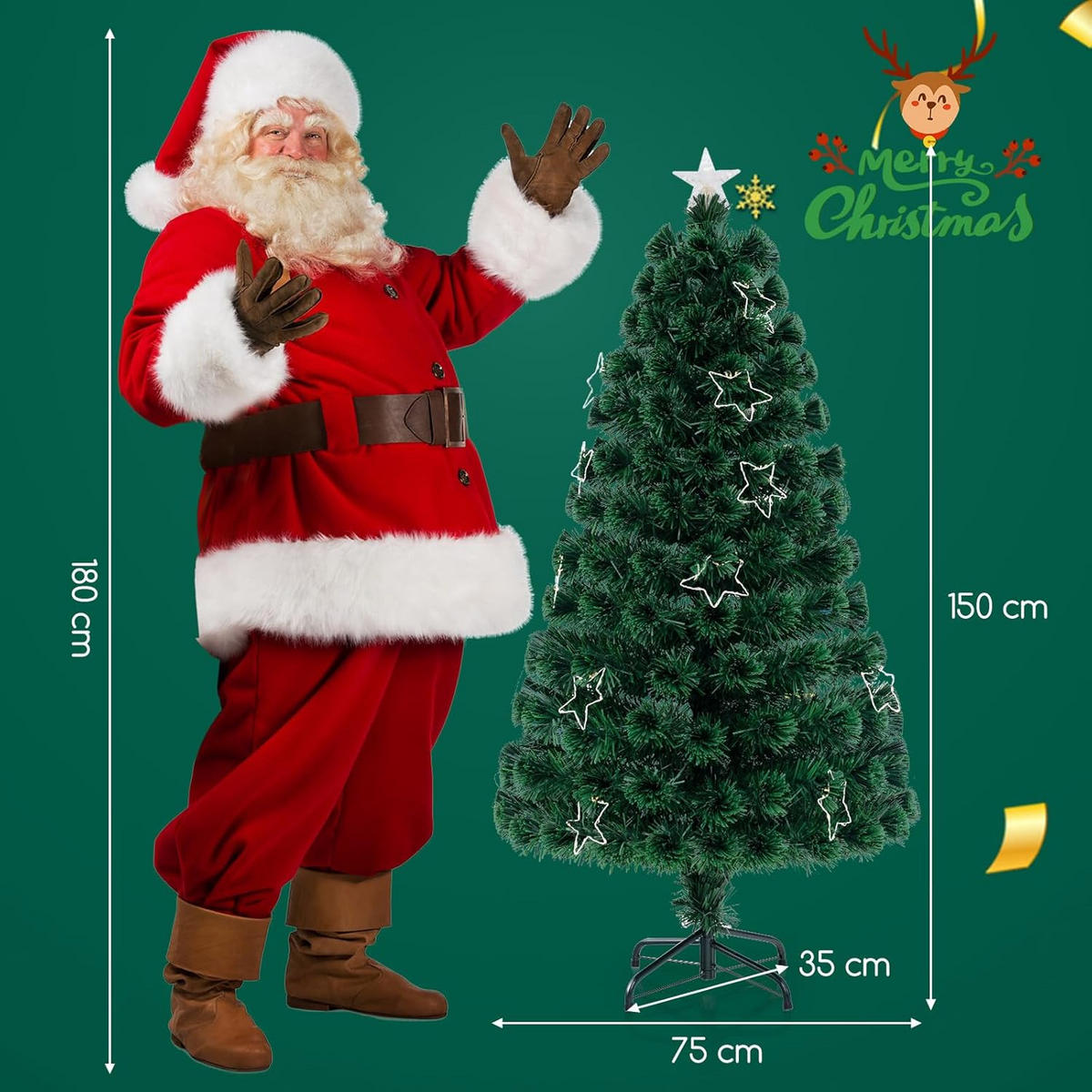 WEIHNACHTSBAUM Grün - Grün, Kunststoff (180cm) - COSTWAY
