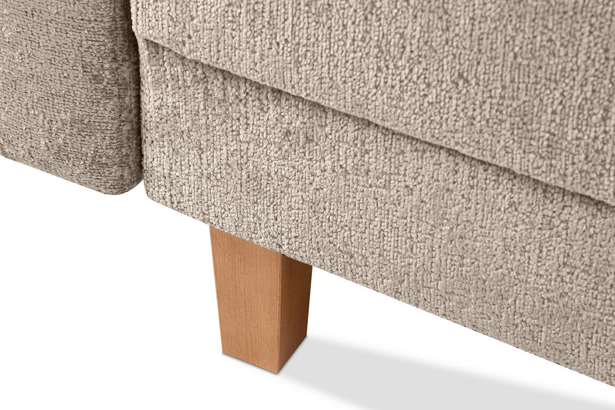 3-SITZER-SCHLAFSOFA ERISO mit weiche Sitzfläche und hohe Rückenlehne, Chenille-Stoff, beige - Beige/Braun, Textil (220/80/100cm) - KONSIMO®