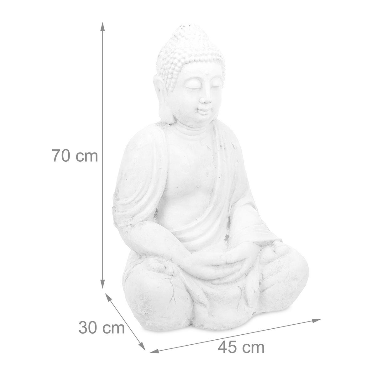 BUDDHA-FIGUR - Weiß, Kunststoff (45/70/30cm) - Relaxdays