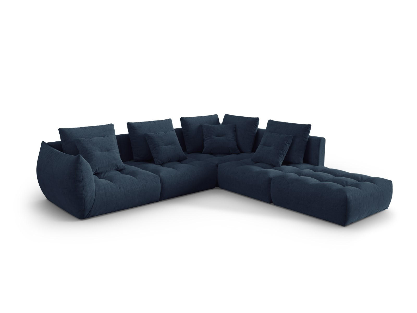ECKSOFA modular rechts Bloom aus strukturiertem Stoff dunkelblau 4 Sitzplätze - Dunkelblau, Textil (310/316cm) - Micadoni