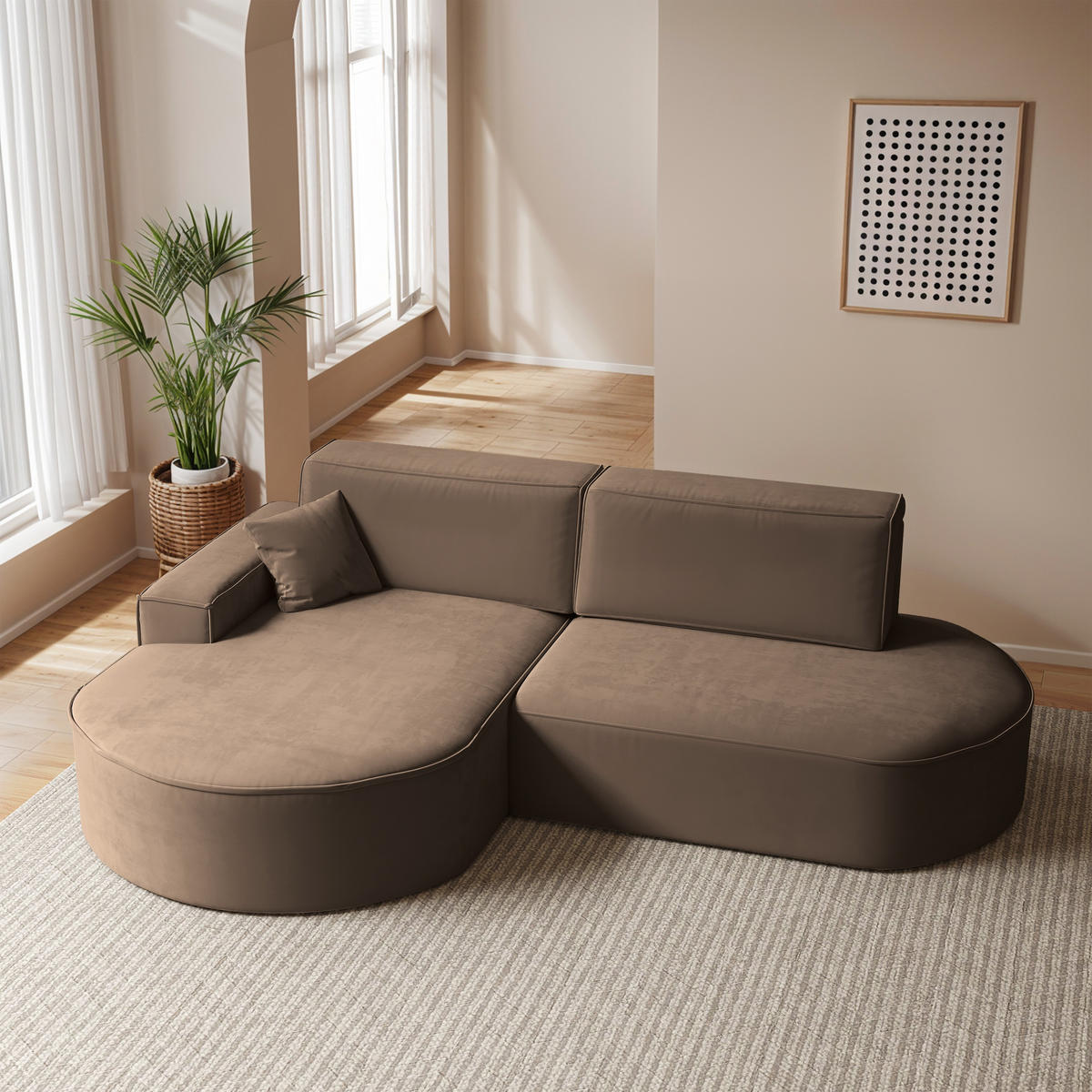 ECKSOFA Modena Pro - Komfort Und Stil Stoff Salvador Dunkelbraun Links - Dunkelbraun, Holz (278/179cm) - Kaiser Möbel