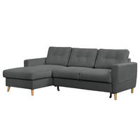 ECKSOFA mit Longchair - Anthrazit/Braun, Holz/Textil (223/148cm) - home24