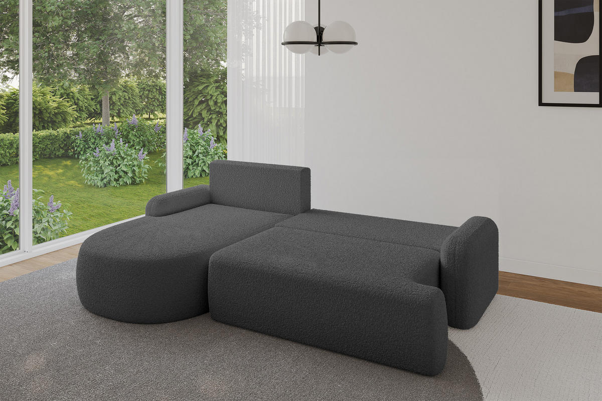 ECKSOFA mit Schlaffunktion und Bettkasten LIRA-L - 264x172x89 Grau - Grau, Holzwerkstoff/Textil (264/172cm) - ALTDECOR