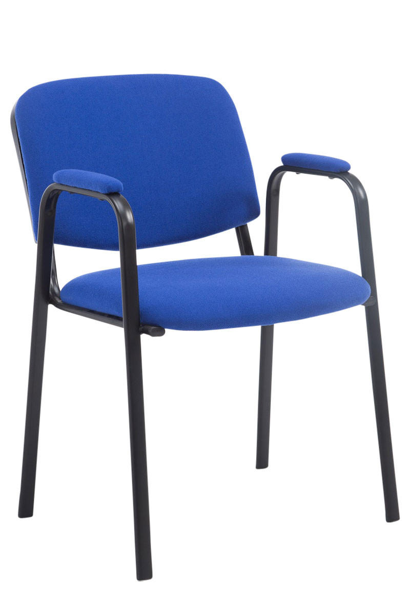 BESUCHERSTUHL Keen Pro, Stoffbezug mit Armlehne - Gestell Schwarz / Bezug Blau - Blau/Schwarz, Textil/Metall (53/79/53cm) - TPFLiving