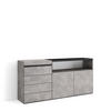 KOMMODE mit Schubladen, Sideboard Schrank, zementgrau, 158/35/75cm - Grau, Holzwerkstoff (158/75/35cm) - Skraut Home