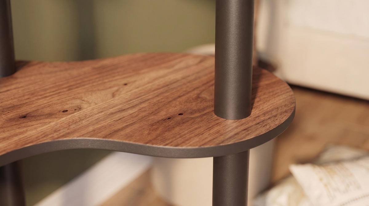 STEHLAMPE ALUNA Walnuss Dekor Holz - Nussbaumfarben, Holz (17/17/150cm) - KAWOLA