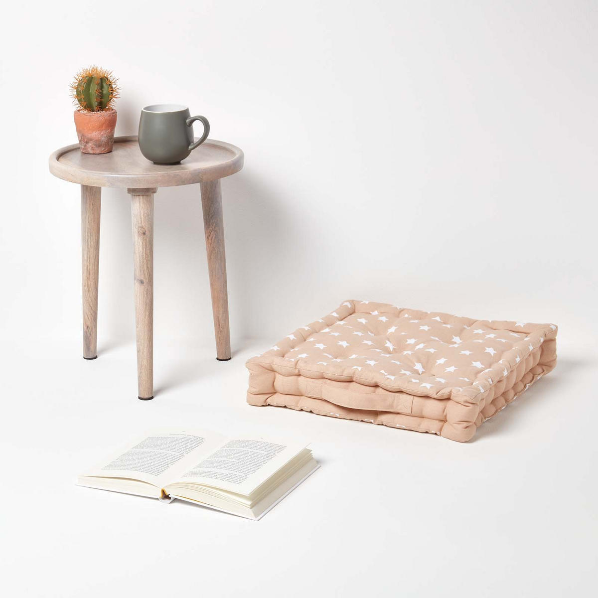 SITZKISSEN Sterne beige 50/50/10 cm - Beige, Textil (50/50/10cm) - Homescapes