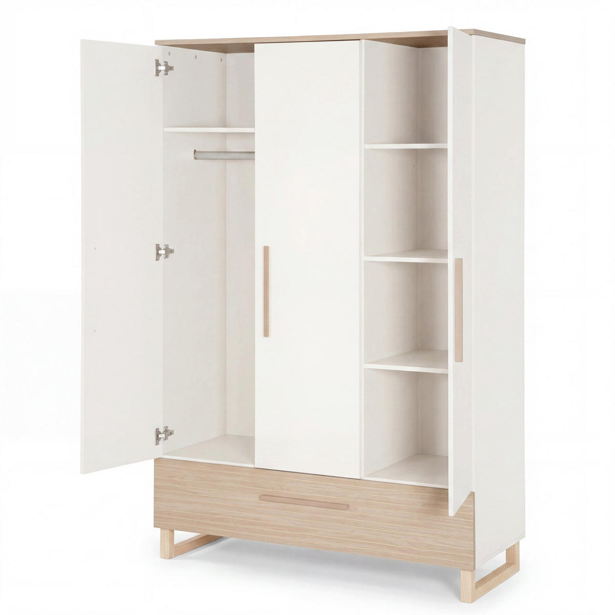 KINDERKLEIDERSCHRANK Noah - Eichefarben/Weiß, Holz/Holzwerkstoff (118/190/52cm) - Roba