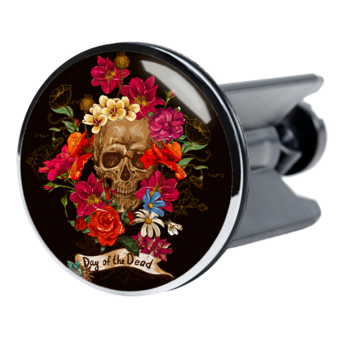 WASCHBECKENSTÖPSEL Day of the Dead - Schwarz, Kunststoff/Metall (4/7/7cm) - Sanilo