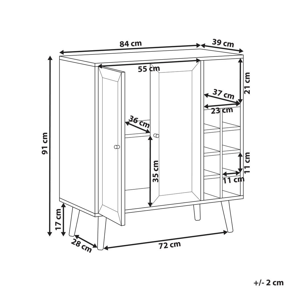 Thumbnail - Beliani Weinregal, Dunkelbraun, Naturmaterialien, 84x91x39 cm, Wohnzimmer, Regale, Weinregale