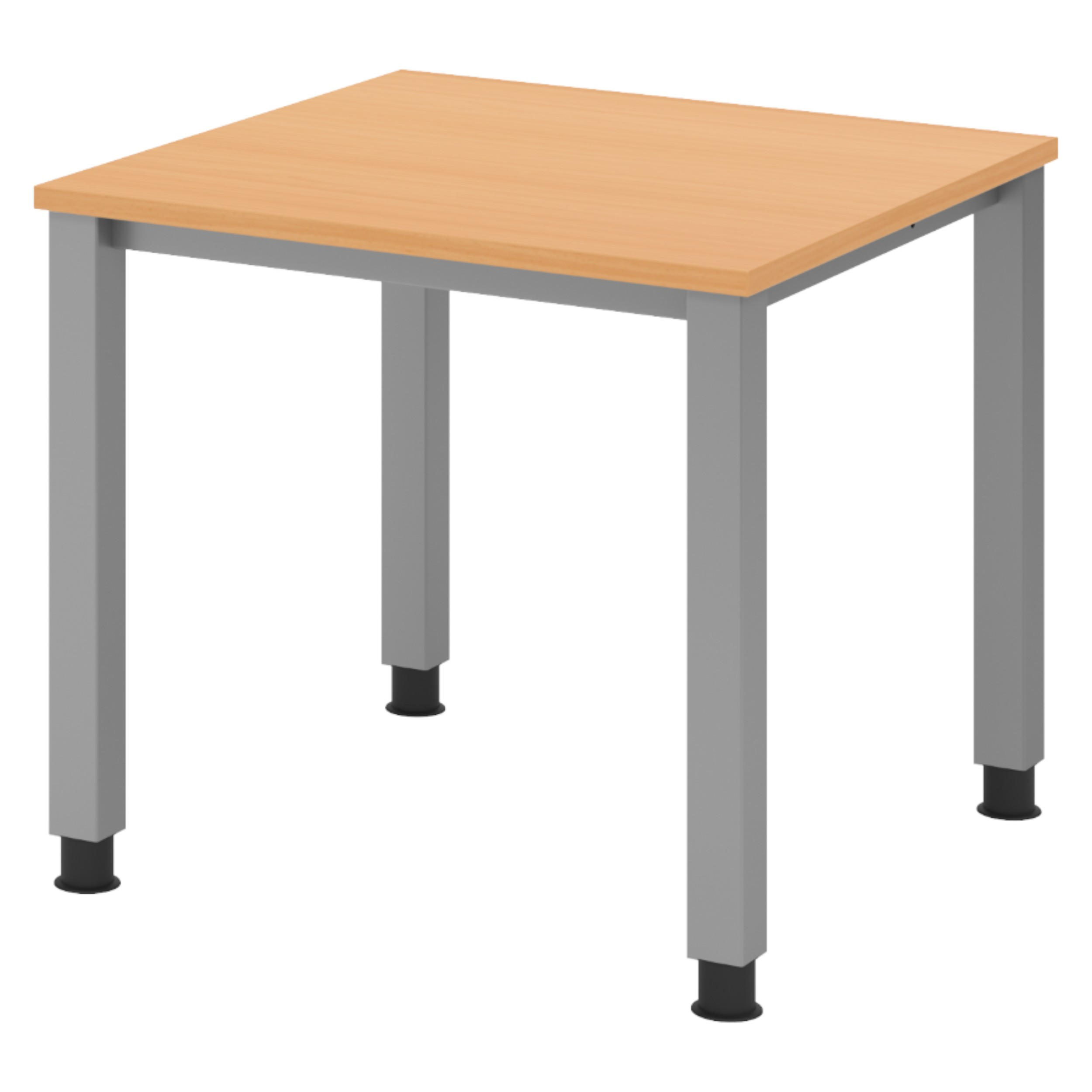 SCHREIBTISCH Serie-Q Gestell: Silber 80/80/74 cm in Buchefarben - Buchefarben, Holzwerkstoff (80/80/74cm) - bümö