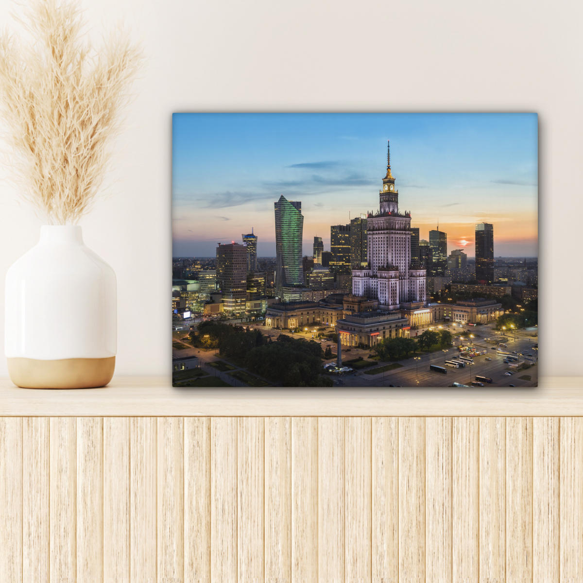 LEINWANDBILD Polen - Sonne - Warschau 40x30 cm - Blau, Textil (40/30cm) - MuchoWow