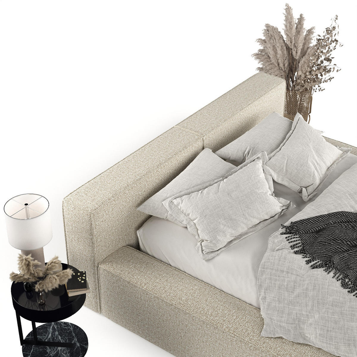 POLSTERBETT Casto mit Stauraum 140/200 cm Hellbeige im Blur Stoff - Beige/Schwarz, Holz/Holzwerkstoff (140/200cm) - AltaBeds