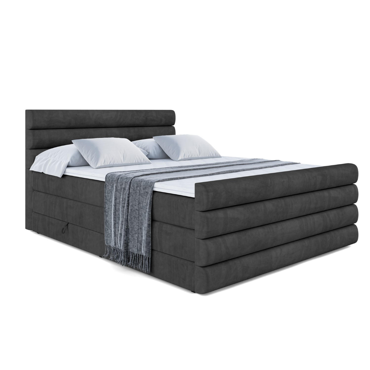 BOXSPRINGBETT CELESTIA-Z KING - 200x200 - H3/H4 - Schwarz - Schwarz, Holzwerkstoff (200/200cm) - ALTDECOR