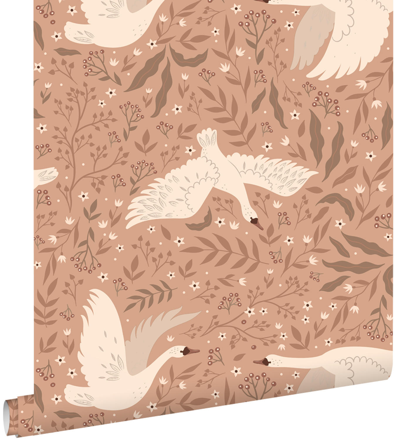TAPETE Schwäne 50 x 900 cm - Terracotta, Papier (50/0.1cm) - ESTAhome