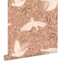 TAPETE Schwäne 50 x 900 cm - Terracotta, Papier (50/0.1cm) - ESTAhome