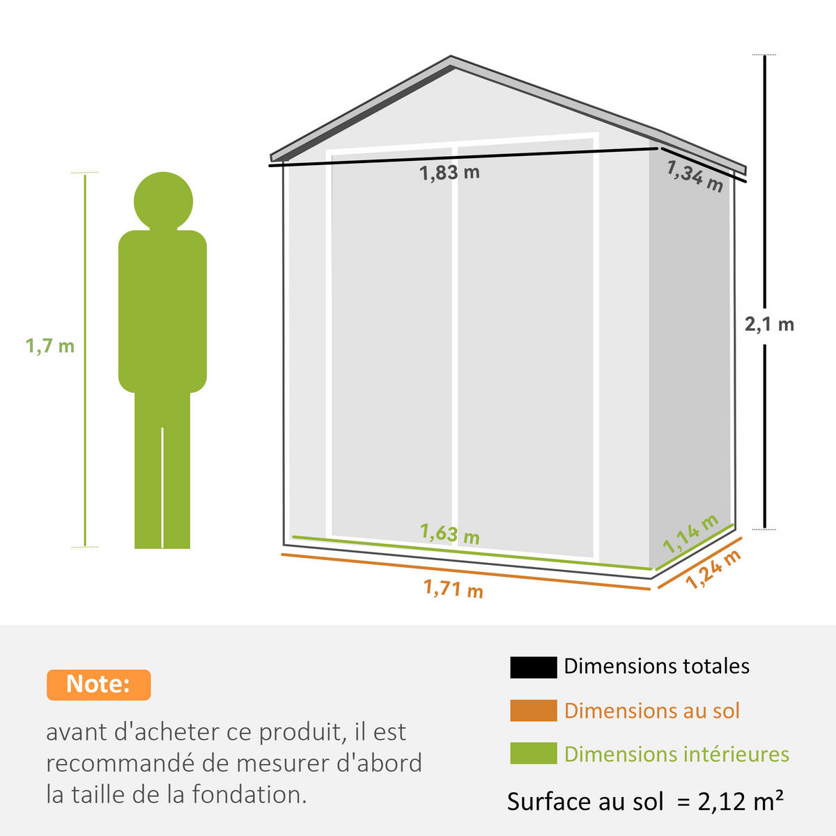 GARTENHAUS Grau 1 Stück - Grau, Kunststoff/Metall (134/210/183cm) - GiPP
