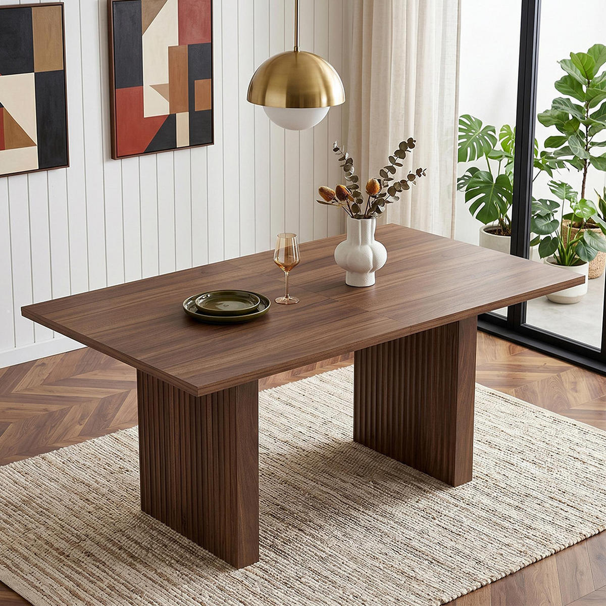 ESSTISCH 140/200 * 90 cm, geeignet für 6–8 Personen, rechteckige Tischplatte, Walnuss - Walnussfarben, Holz (200/90/75cm) - KOMHTOM