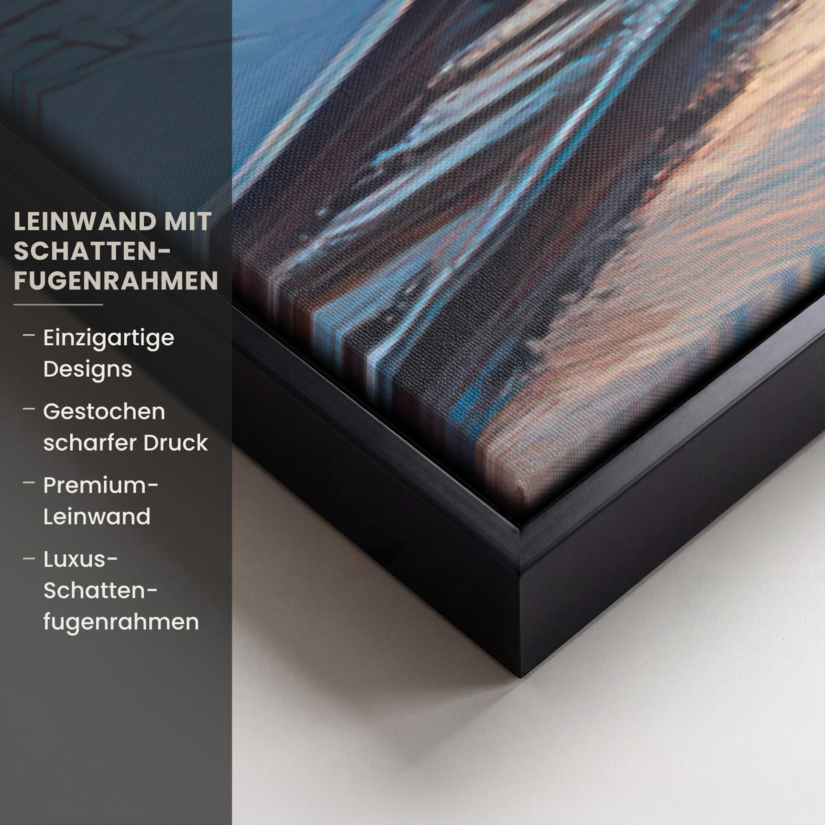LEINWAND Bilder mit Rahmen - Zug - Weihnachten - Schnee - Weihnachtszug - 140x90 - Anthrazit, Textil (140/90cm) - MuchoWow