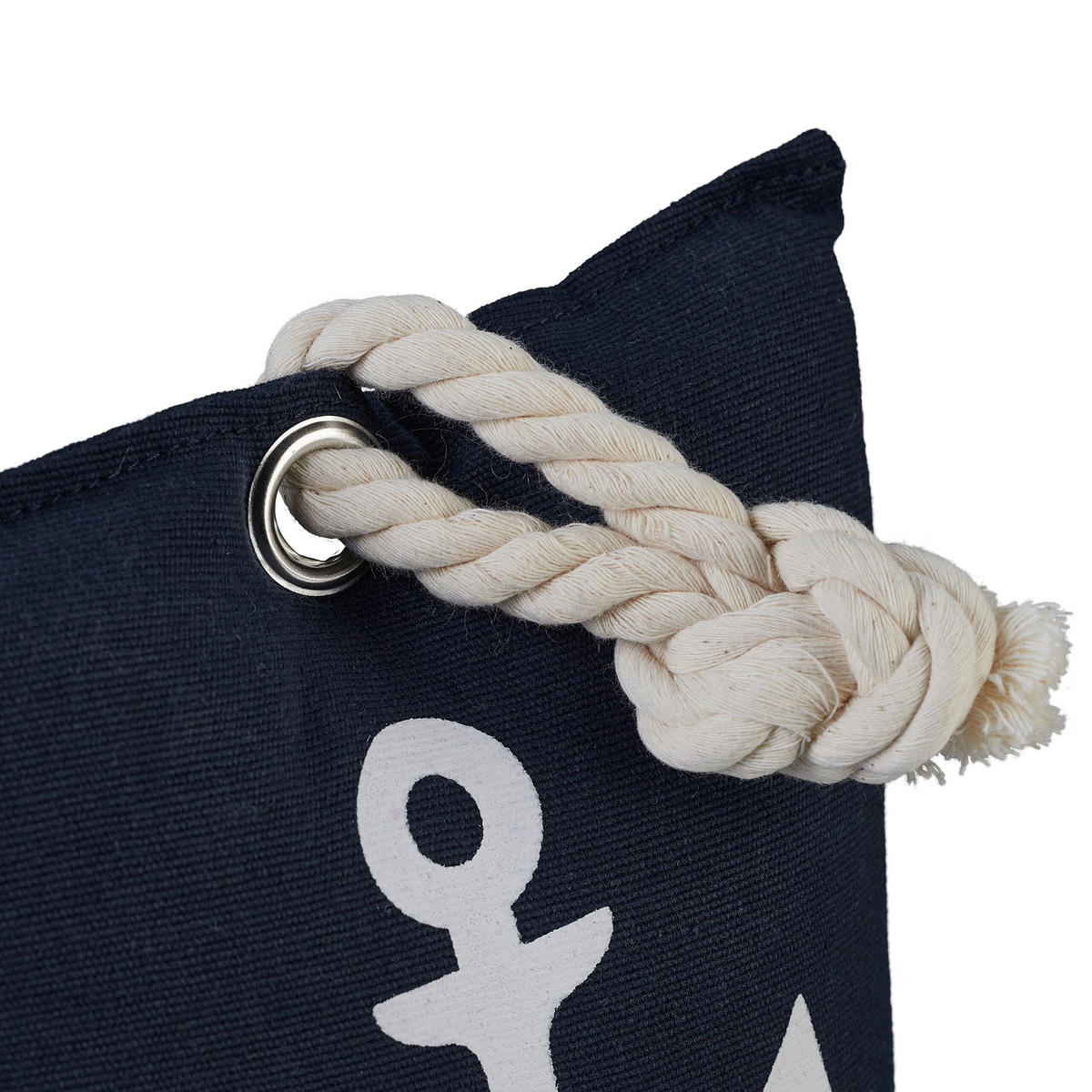 DÖRRSTOPP Mörkblå Vit ankarmotiv - Mörkblå, Textil/Naturmaterial (18/9cm) - Relaxdays