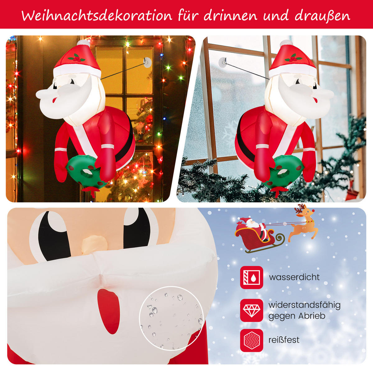 WEIHNACHTSMANN 100cm Rot - Rot, Kunststoff (60/100/45cm) - COSTWAY