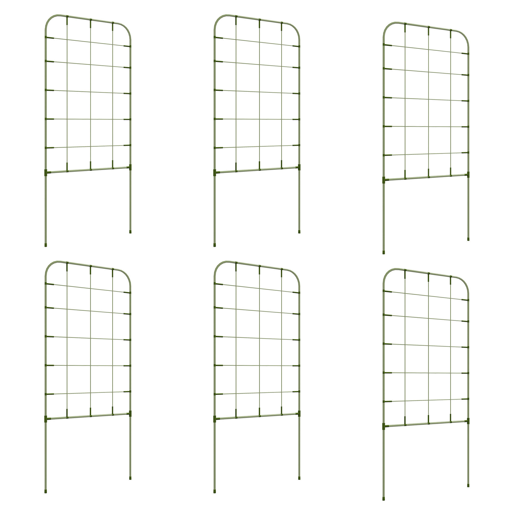 RANKHILFE, Pflanzenhalter, 6er-Set, Gartenspaliere für Kletterpflanzen, Stahl, Grün - Grün, Kunststoff/Metall (0.8/90/40cm) - Outsunny
