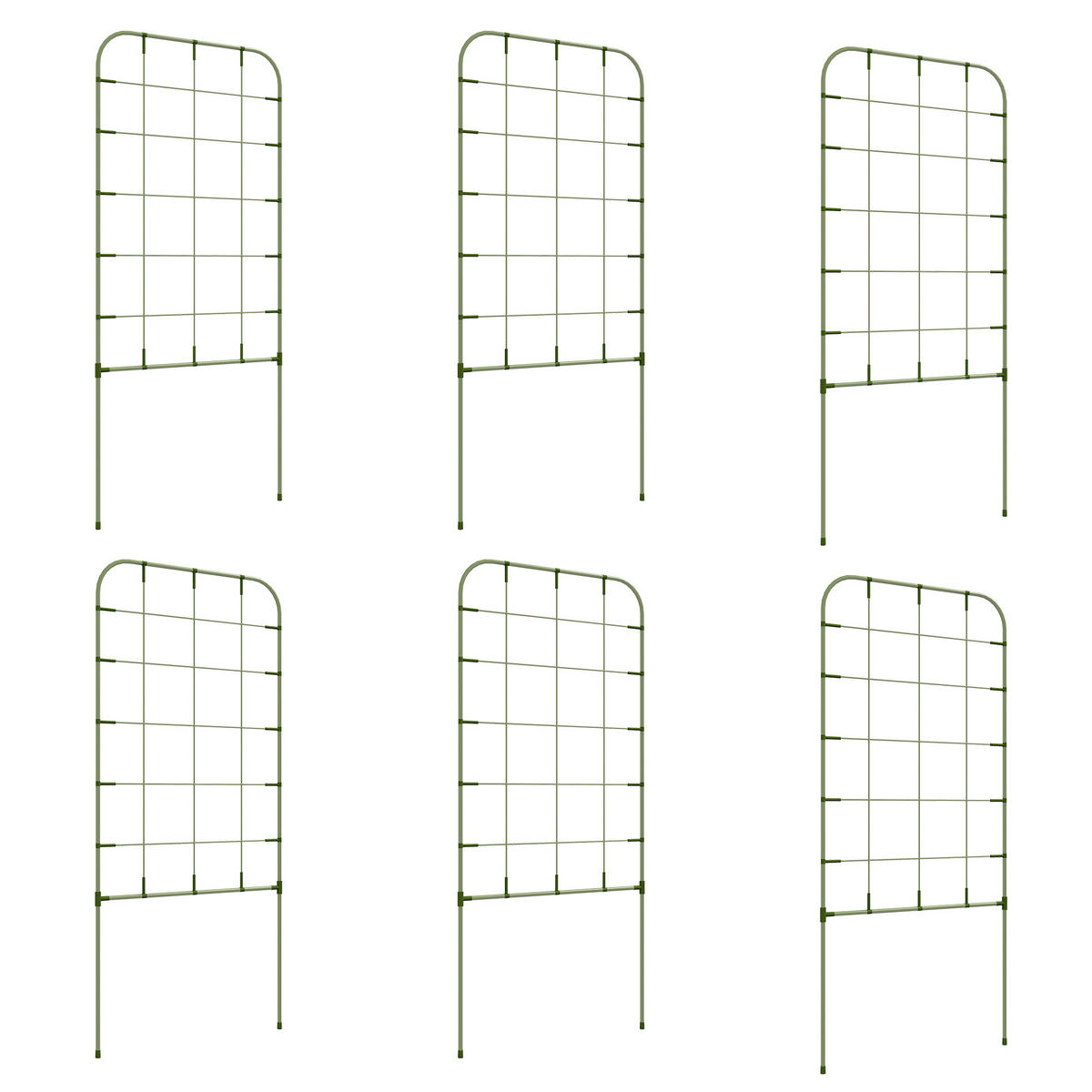 RANKHILFE, Pflanzenhalter, 6er-Set, Gartenspaliere für Kletterpflanzen, Stahl, Grün - Grün, Kunststoff/Metall (0.8/90/40cm) - Outsunny