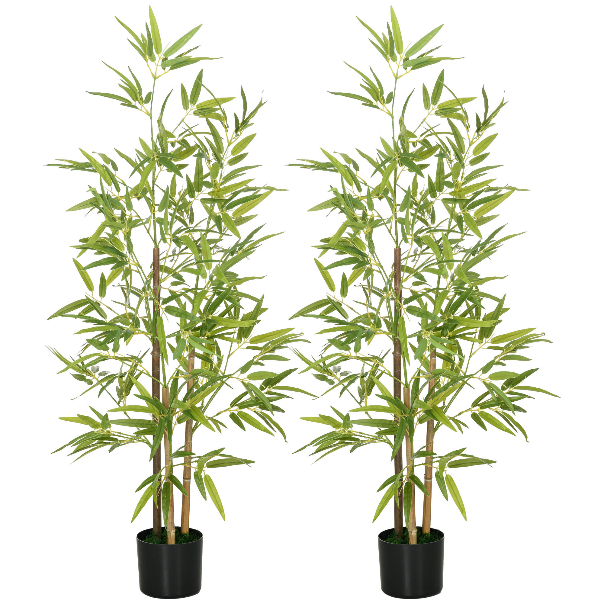 HOMCOM UMĚLÉ rostliny, sada 2 ks, umělý bambus, 120 cm