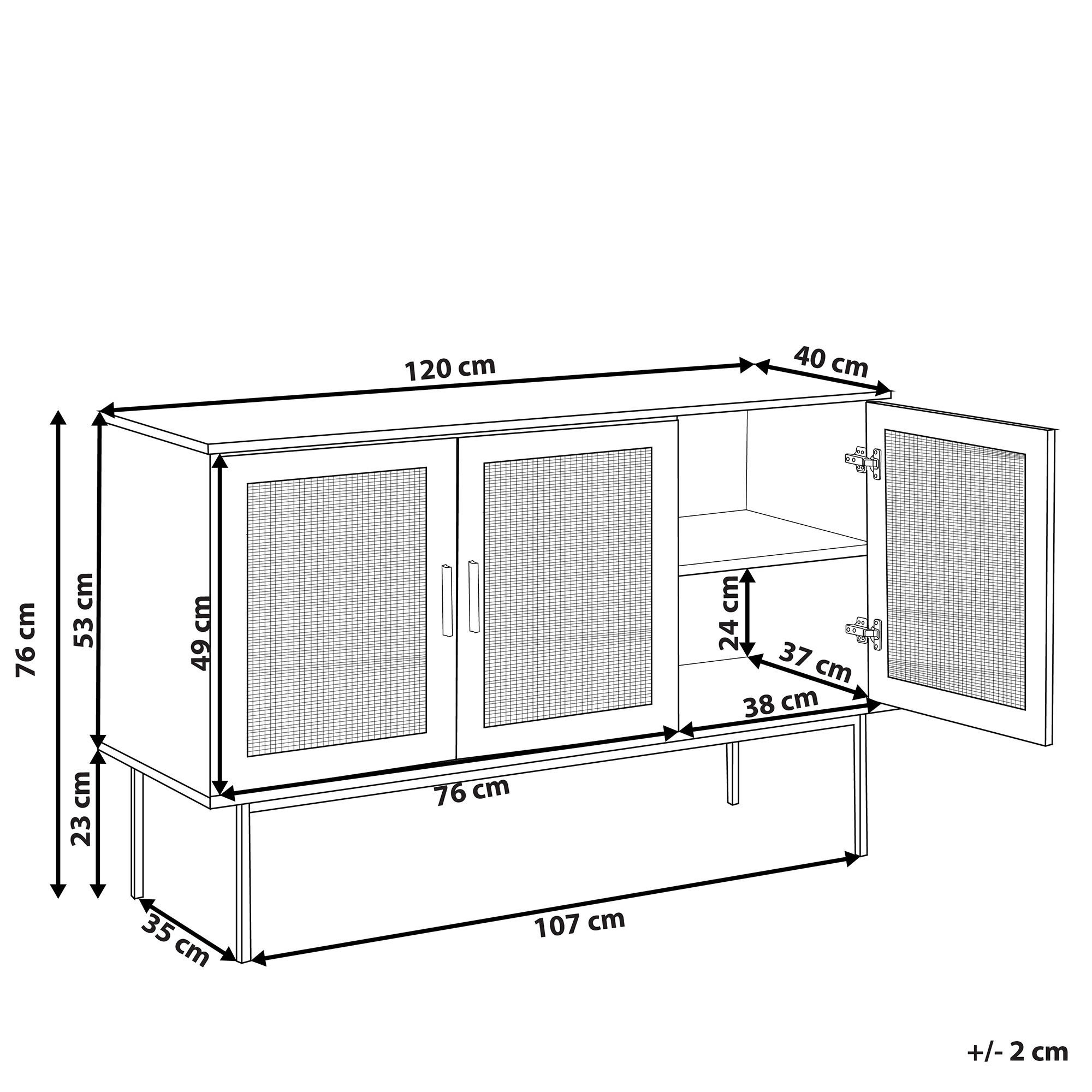 Thumbnail - Beliani Sideboard, Hellbraun, Schwarz, Holzwerkstoff, 120x76x40 cm, Wohnzimmer, Kommoden & Sideboards, Sideboards