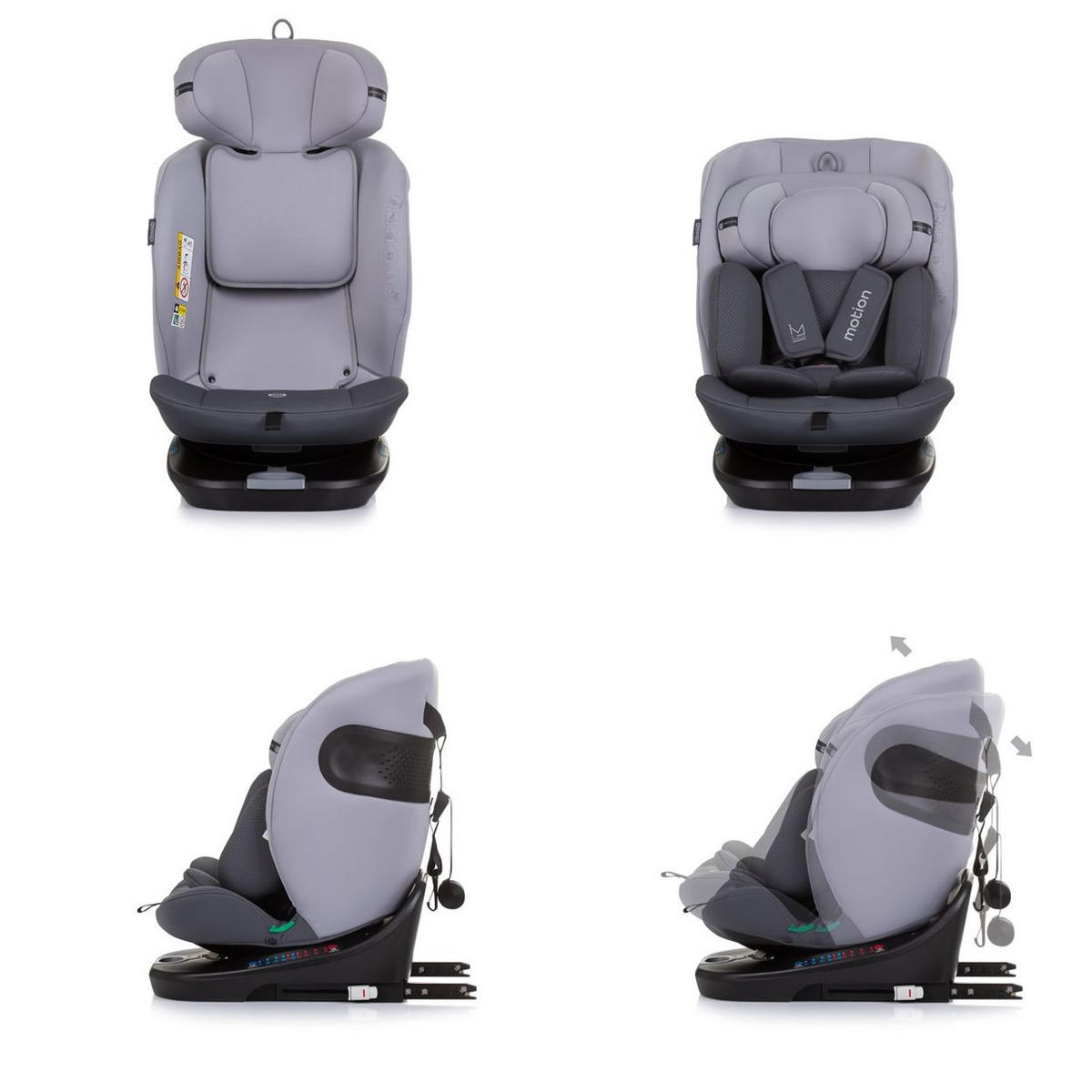 KINDERSITZ i-Size Motion grau (40 - 150 cm) Isofix 360° drehbar verstellbar - Grau, Kunststoff (44/81/55cm) - Chipolino