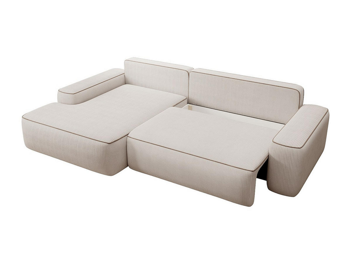 SCHLAFSOFA - 4 Personen-Sitzer - Samt, Stoff - Beige - - Beige, Textil (264/87/162cm) - Vente-Unique