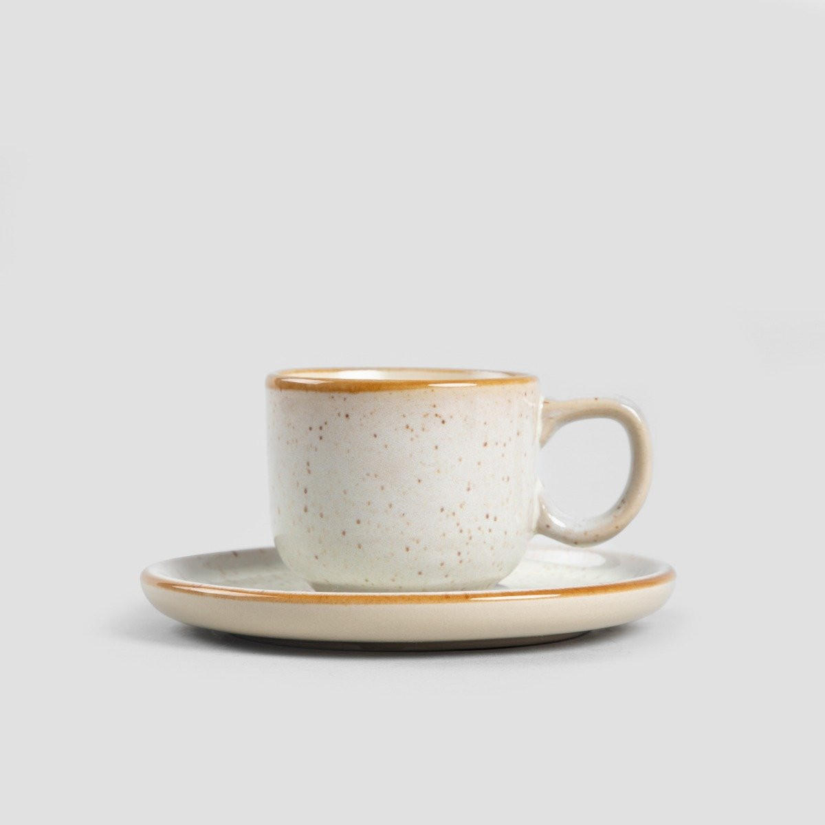 TASSE Morita mit Untertasse 0,1 l 6er-Set - Creme, Keramik (0.1L) - Homla