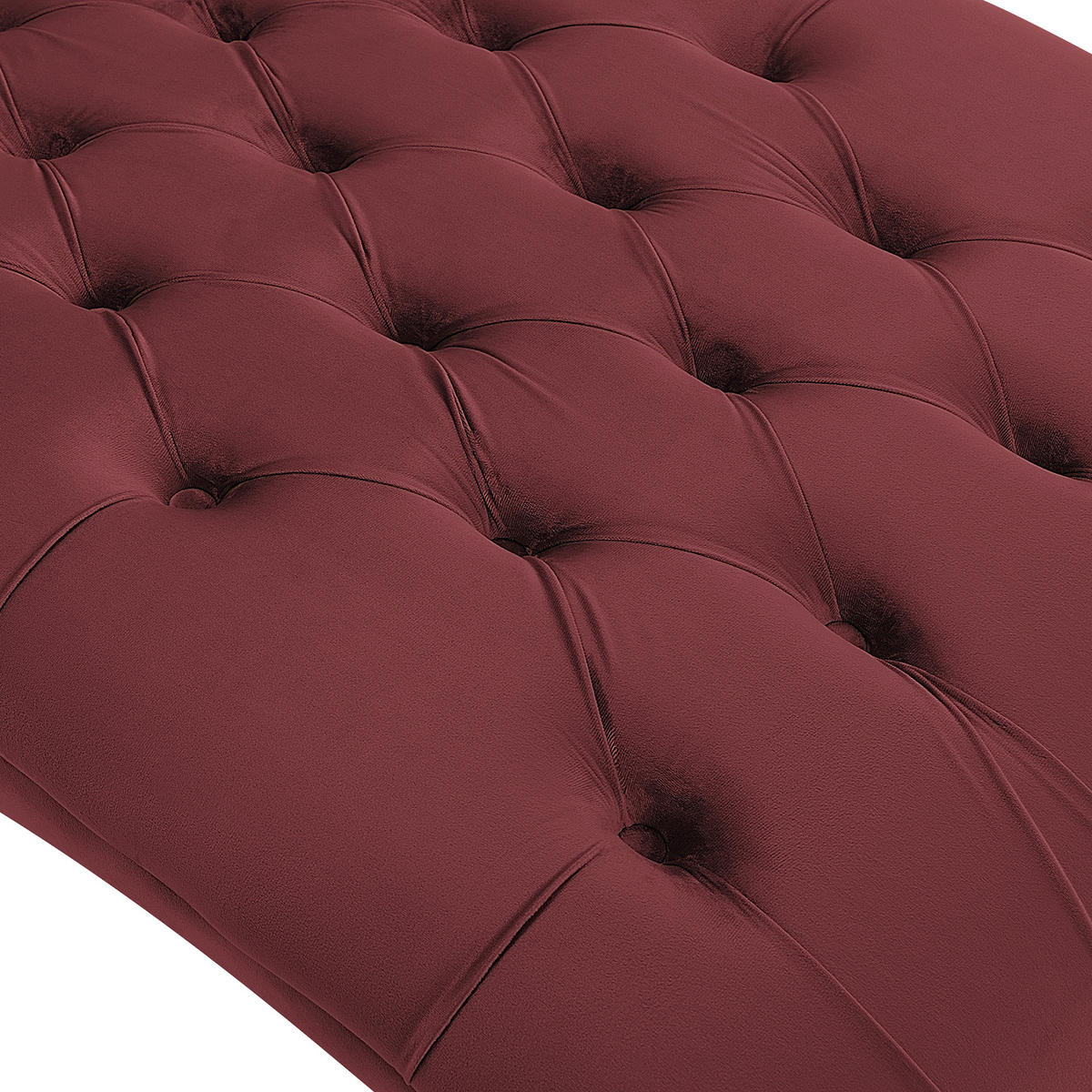 CHAISELONGUE Samtstoff burgunderrot Muret - Dunkelbraun/Rot, Textil (163/87/72cm) - Beliani