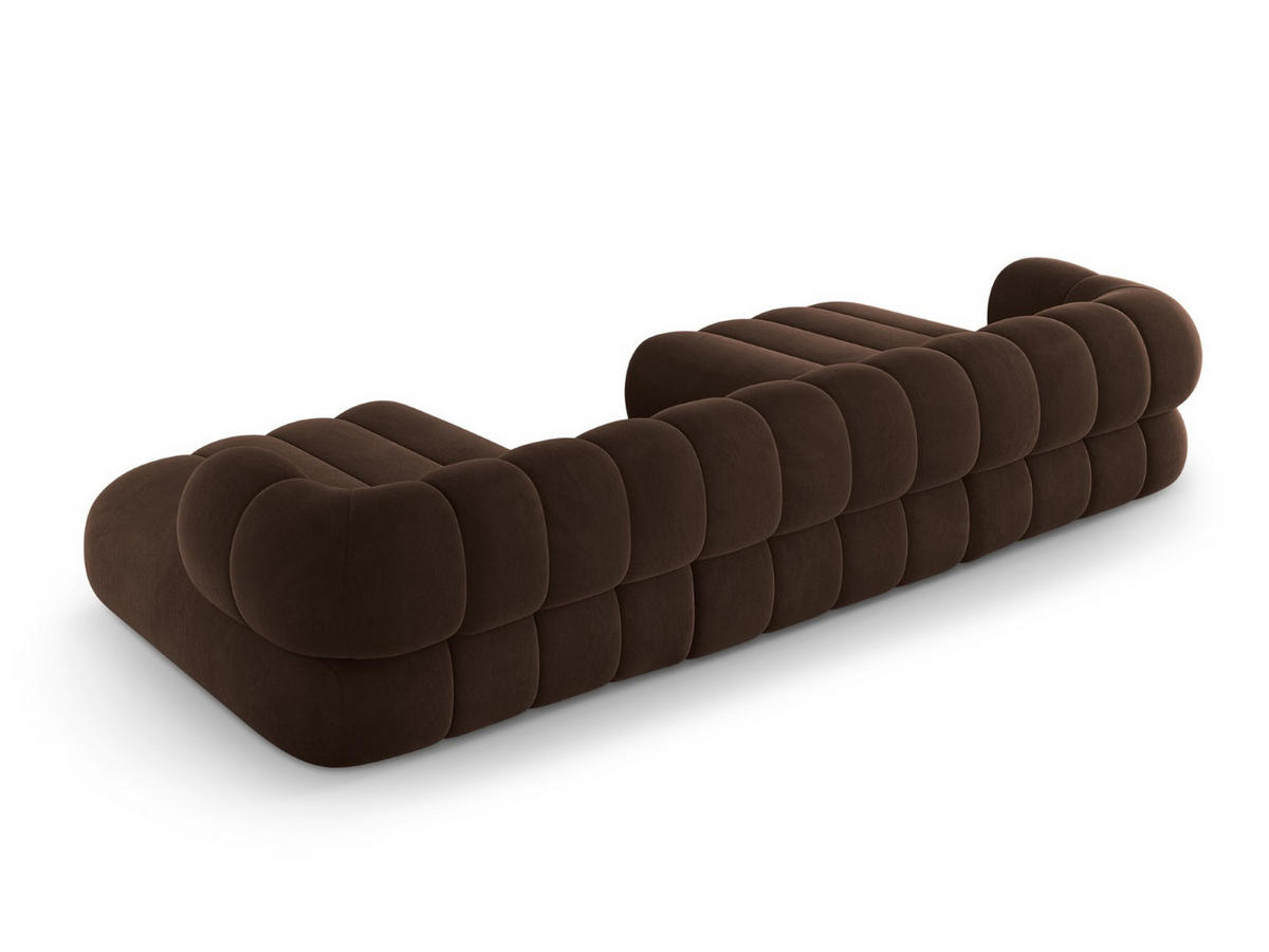 PANORAMASOFA Koge aus Samt Schokolade 6 Sitzplätze - Dunkelbraun, Textil (165/70/348cm) - Cosmopolitan Design
