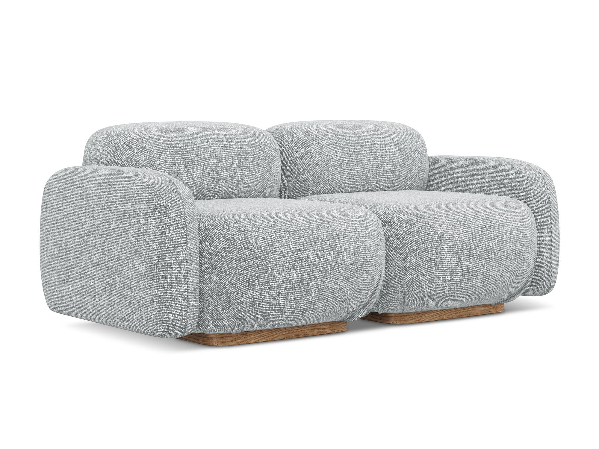 3-SITZER SOFA Strukturstoff Stoff Grau - Silberfarben/Braun, Holz/Textil (190/73/95cm) - Makamii