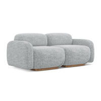 3-SITZER SOFA Strukturstoff Stoff Grau - Silberfarben/Braun, Holz/Textil (190/73/95cm) - Makamii