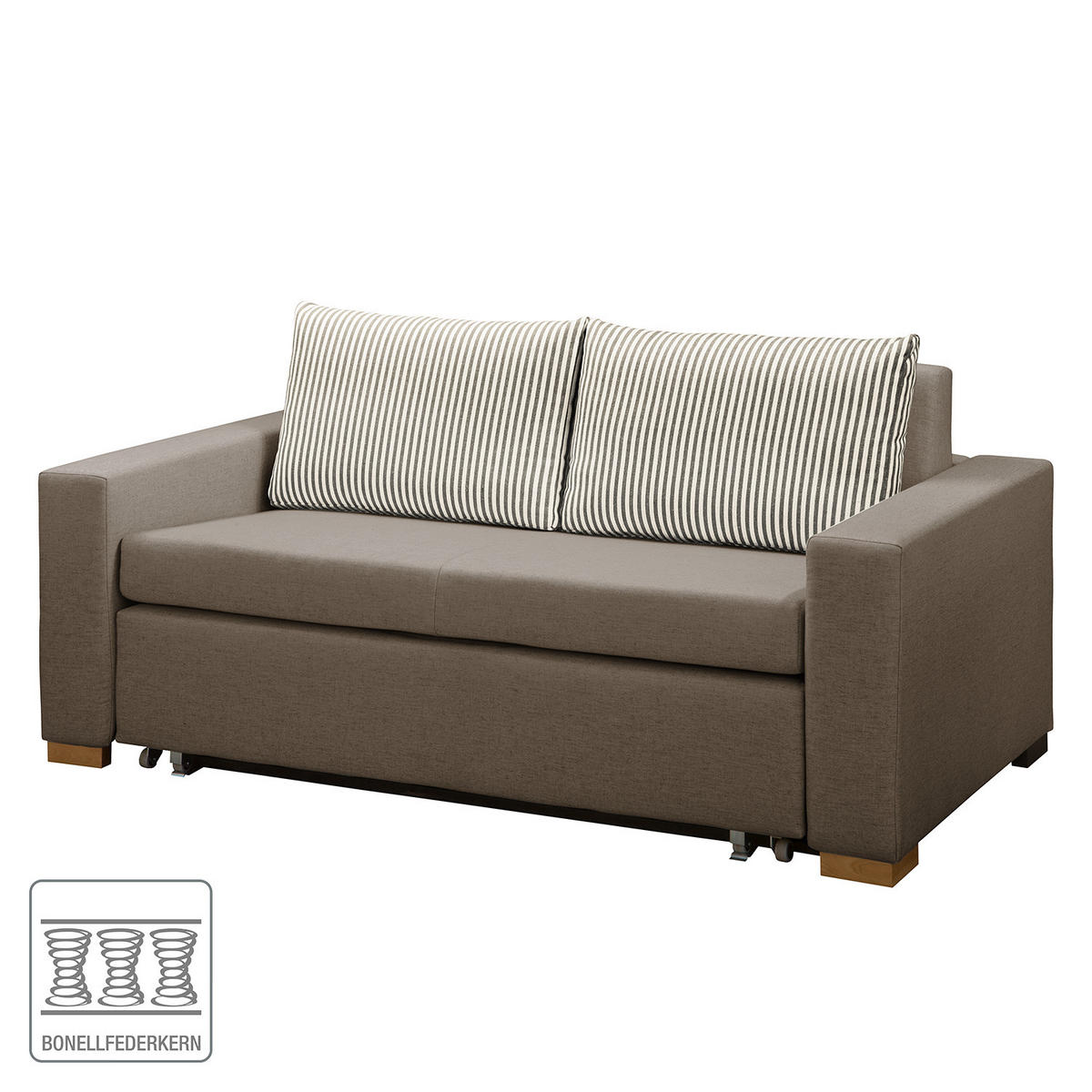SCHLAFSOFA - Taupe/Hellbraun, Textil (173/90/90cm) - home24