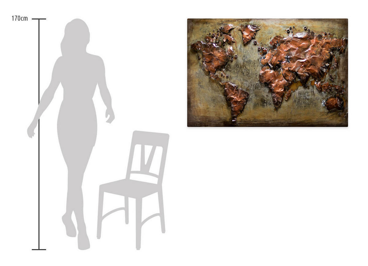 METALLBILD Braun 100/70 cm - Braun, Metall (7.7/70cm) - KUNSTLOFT
