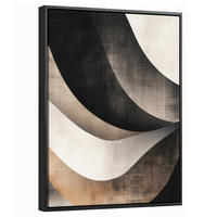 LEINWAND Bilder mit Rahmen - Abstrakt - Wellen - Schwarz - Verwittert - 30x40 - Trüffeleichefarben, Textil (30/40cm) - MuchoWow