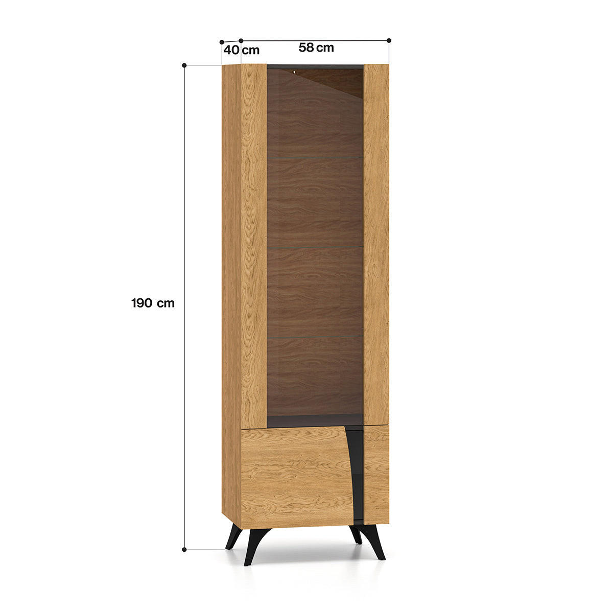 VITRINE Soah Holz und Schwarz - Braun, Holzwerkstoff (58/190/40cm) - Petits-meubles