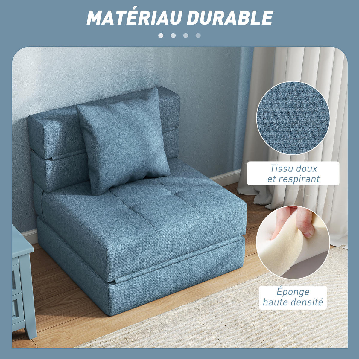 SCHLAFSESSEL DE-14622 mit abnehmbarem Kissenbezug Dunkelblau - Blau, Textil (70/61/70cm) - ComfortXL