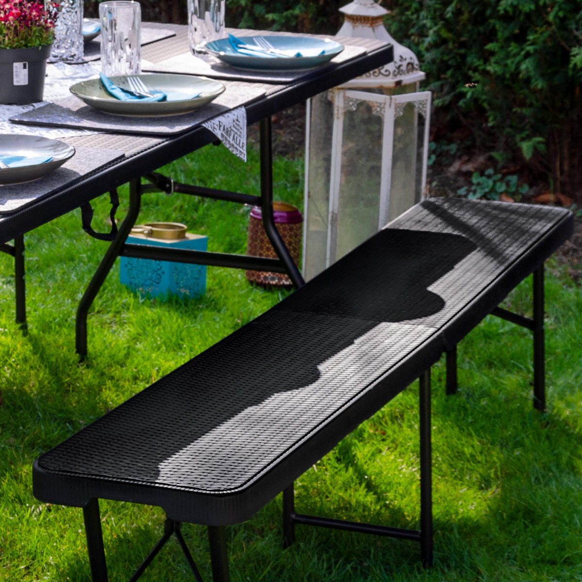 BIERBANK bis 300kg belastbar, 184/30cm, Schwarz - Schwarz, Kunststoff - Amanka
