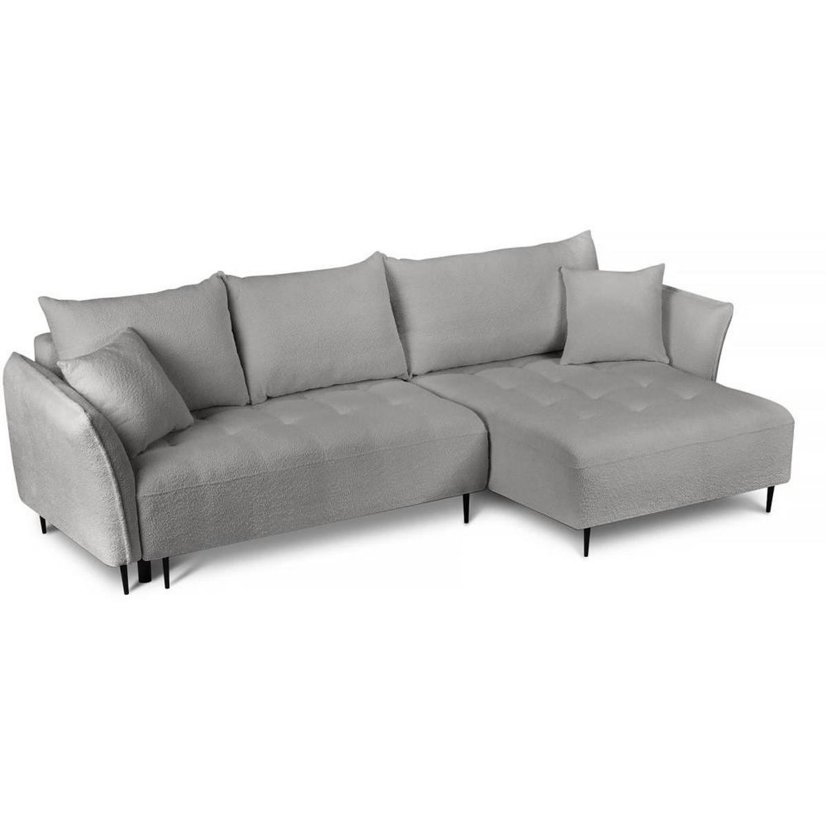ECKSCHLAFSOFA Bari rechts grau - Schwarz/Grau, Textil (276/158cm) - Beautysofa