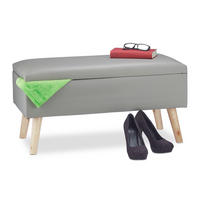 SITZBANK - Grau, Holz/Holzwerkstoff (80/40/39.5cm) - Relaxdays