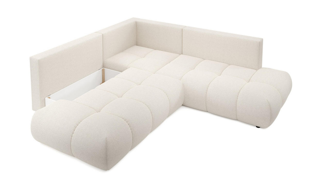 ECKSOFA DUCA II R-S Beige Jersey mit Schlaffunktion - Beige, Holz (266.5/266.5cm) - MASSENO