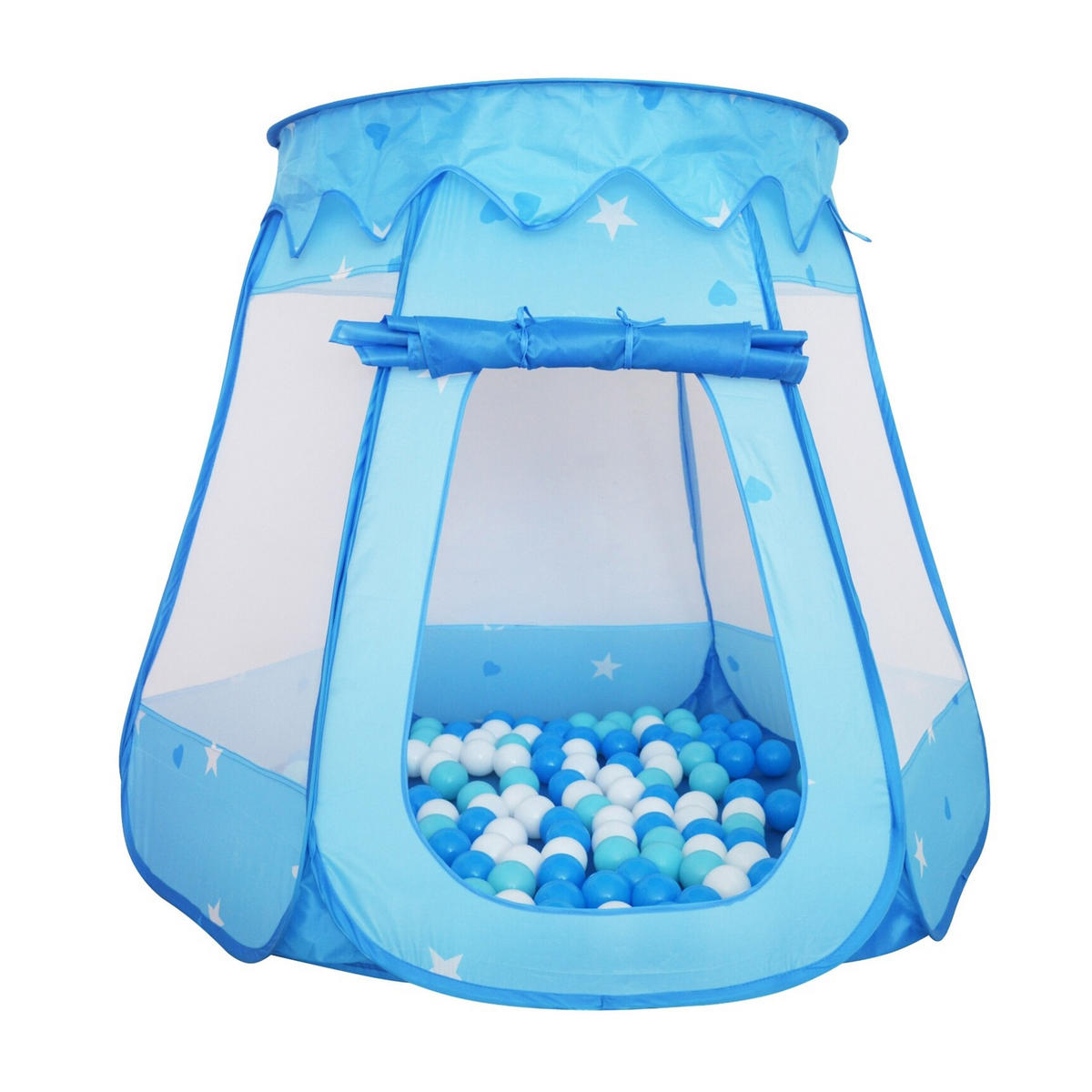 BÄLLEBAD - Hellblau, Kunststoff/Textil (118/118/95cm) - Relaxdays