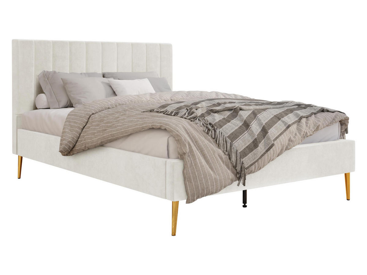POLSTERBETT Flavia New - Beige/Goldfarben, Holzwerkstoff/Textil (160/200cm) - MIRJAN24